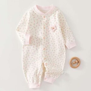 Cream White Polka Dot Buttoned Romper