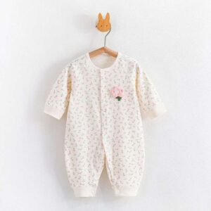 Minimalist Dotted White Long Sleeve Romper